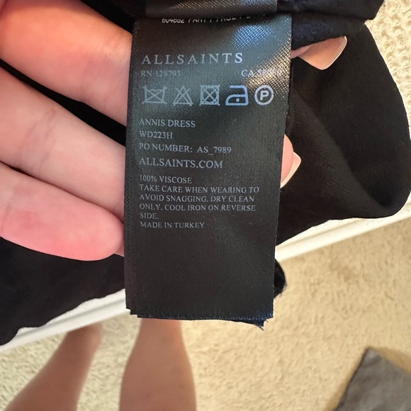 All Saints Annis Dress Black Asymmetrical Ruched Sheath Dress - Picture 4 of 6